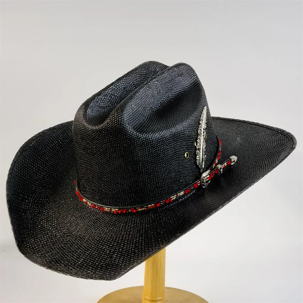 White Straw Cowboy Hat Summer Sun Protection Men Woman Summer Hat Casual Outdoor Sunshade Beach Straw Hat Fashion Cowboy chapéu