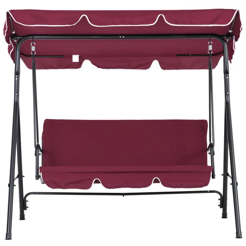 Outdoor Porch Swing With Adjustable Canopy And Comfort Seating
