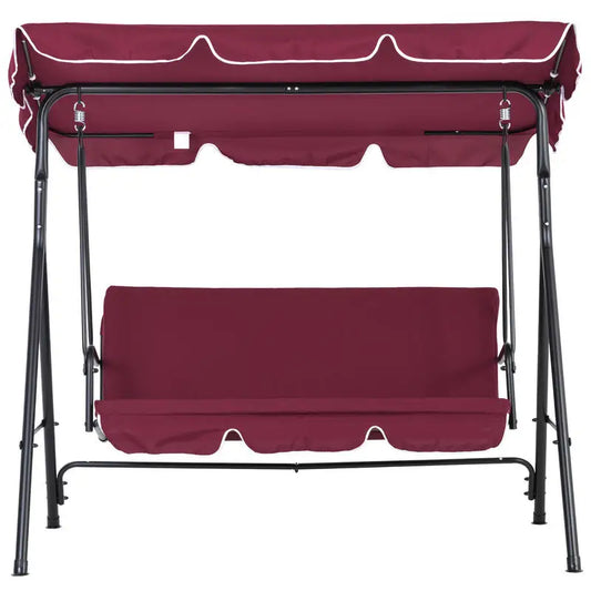 Outdoor Porch Swing With Adjustable Canopy And Comfort Seating