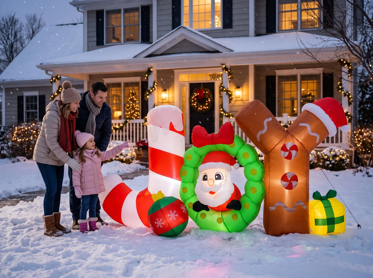 Lighted Christmas Inflatable Joy Sign Outdoor Yard Holiday Party Decor
