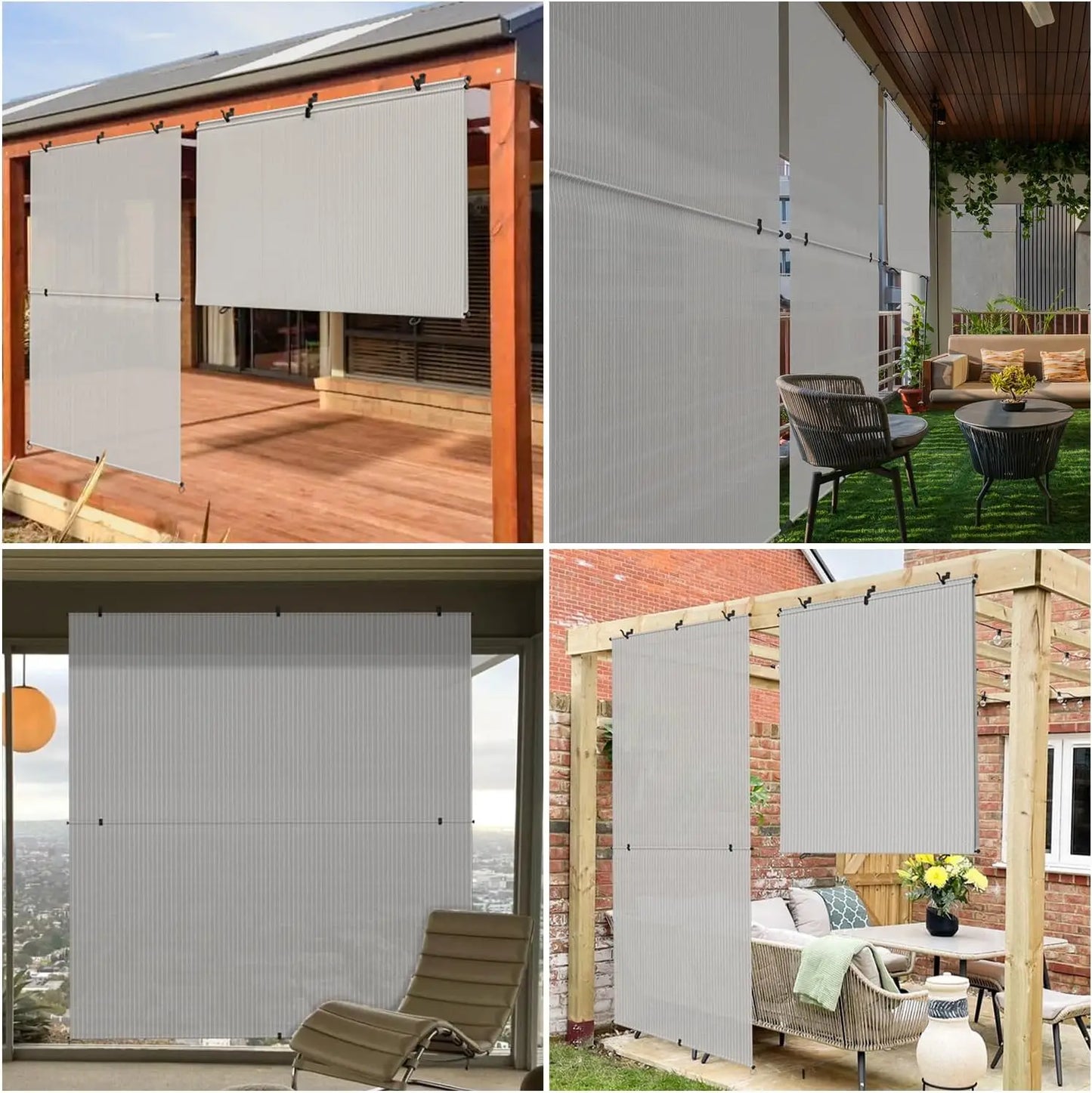 Shades Roll Up Outdoor 5'Wx6'H Foldable Roller Shade    Blinds Exterior Block Sun Screen for Outside Porch Deck Balcony Pergo