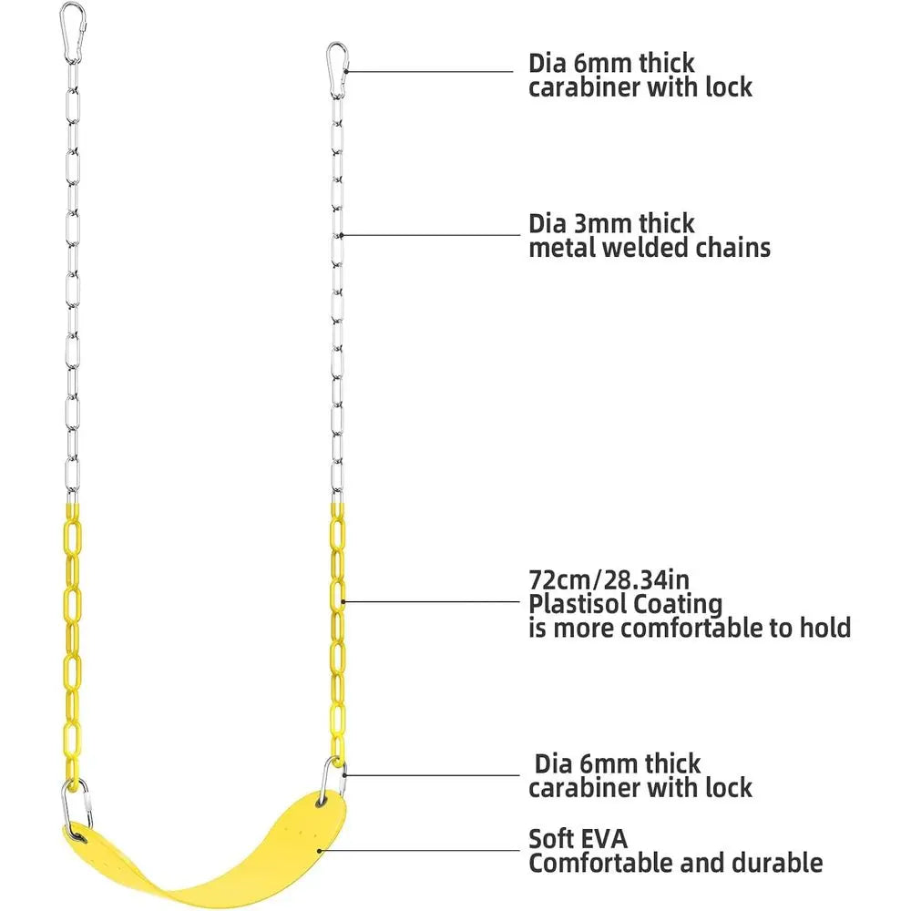Plastic Swing Set with 66 Rust-Resistant Chains, Holds up to 250 lbs, Ideal for Outdoor Play Areas