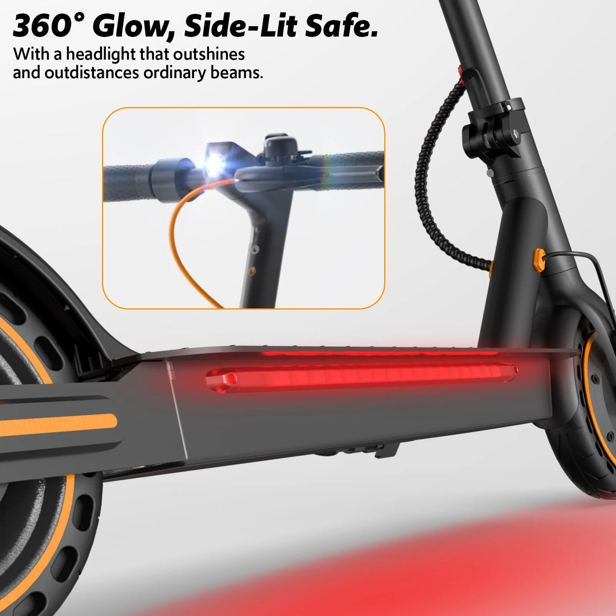 Electric Scooter for Adults, 550W Peak Motor & 19-Mile Range, 360° Lighting, Foldable E-Scooter with App Control