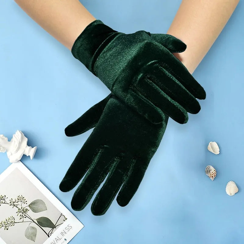 Autumn Winter Warm Velvet Gloves Solid Color Driving Goves Fashion Etiquette Mittens Quality Elastic Outdoor Velvet Gloves