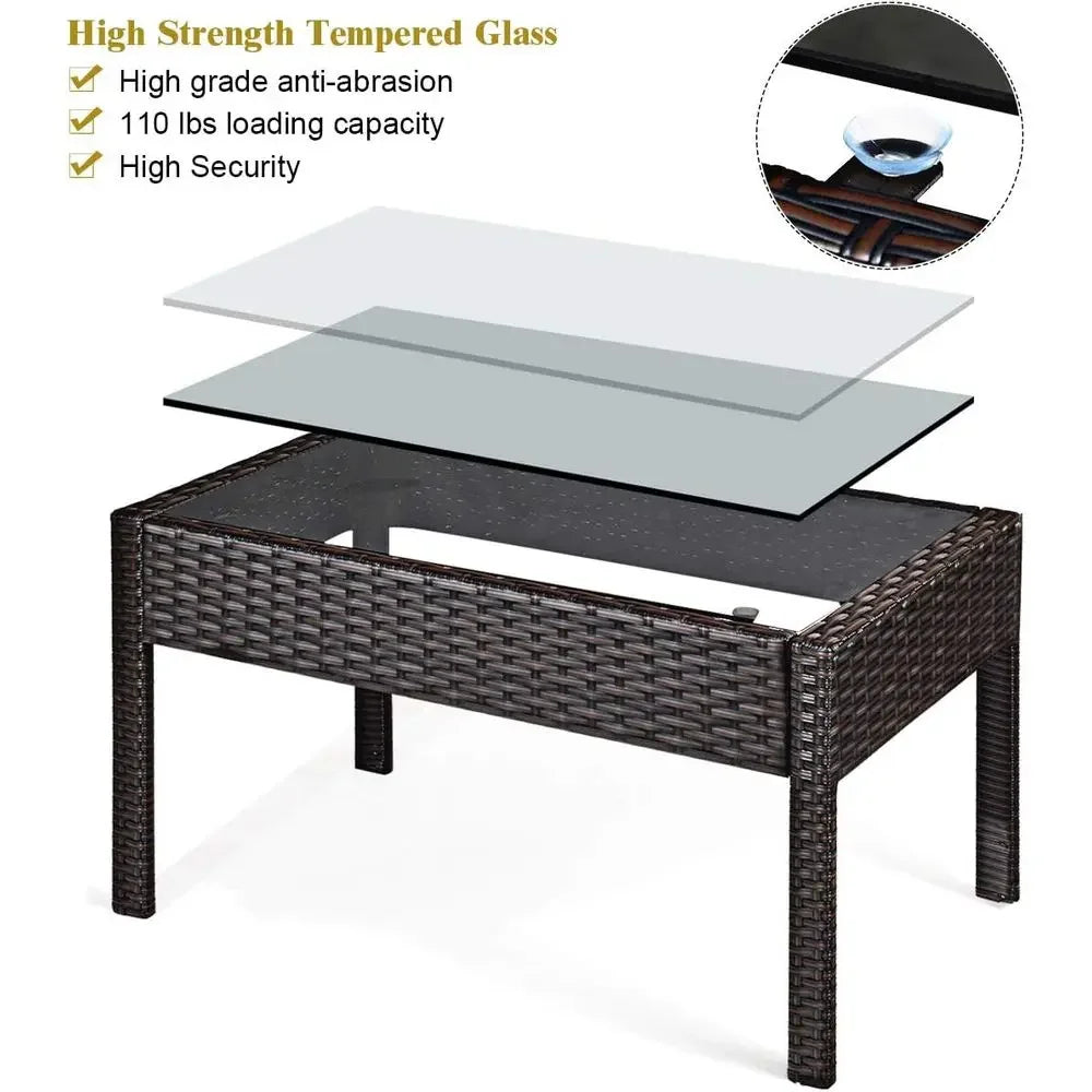 Modern Four Piece Outdoor Patio Furniture Set With Coffee Table