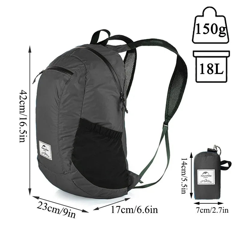 Naturehike Ultra Lightweight 18L Camping Backpack Portable Waterproof Nylon Bags Man Outdoor Hiking Sports Travel Backpack