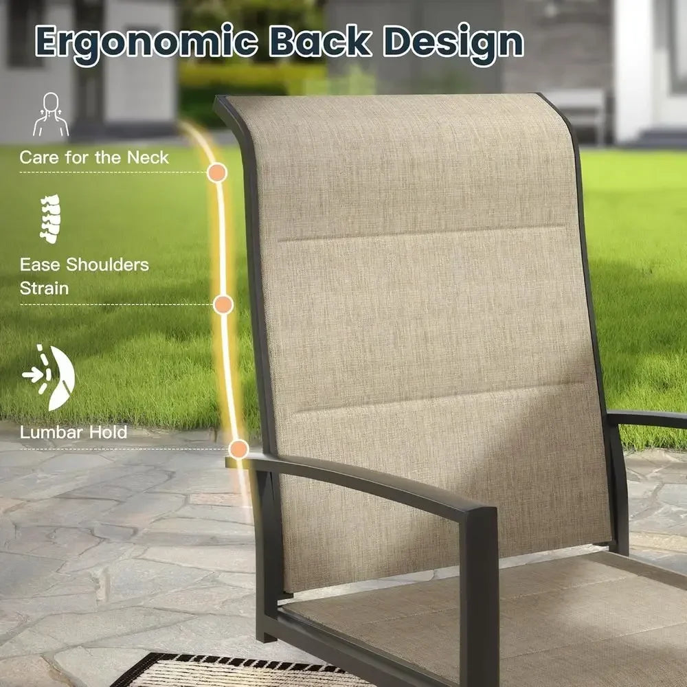 Modern Outdoor Dining Set With Metal Table And Swivel Chairs
