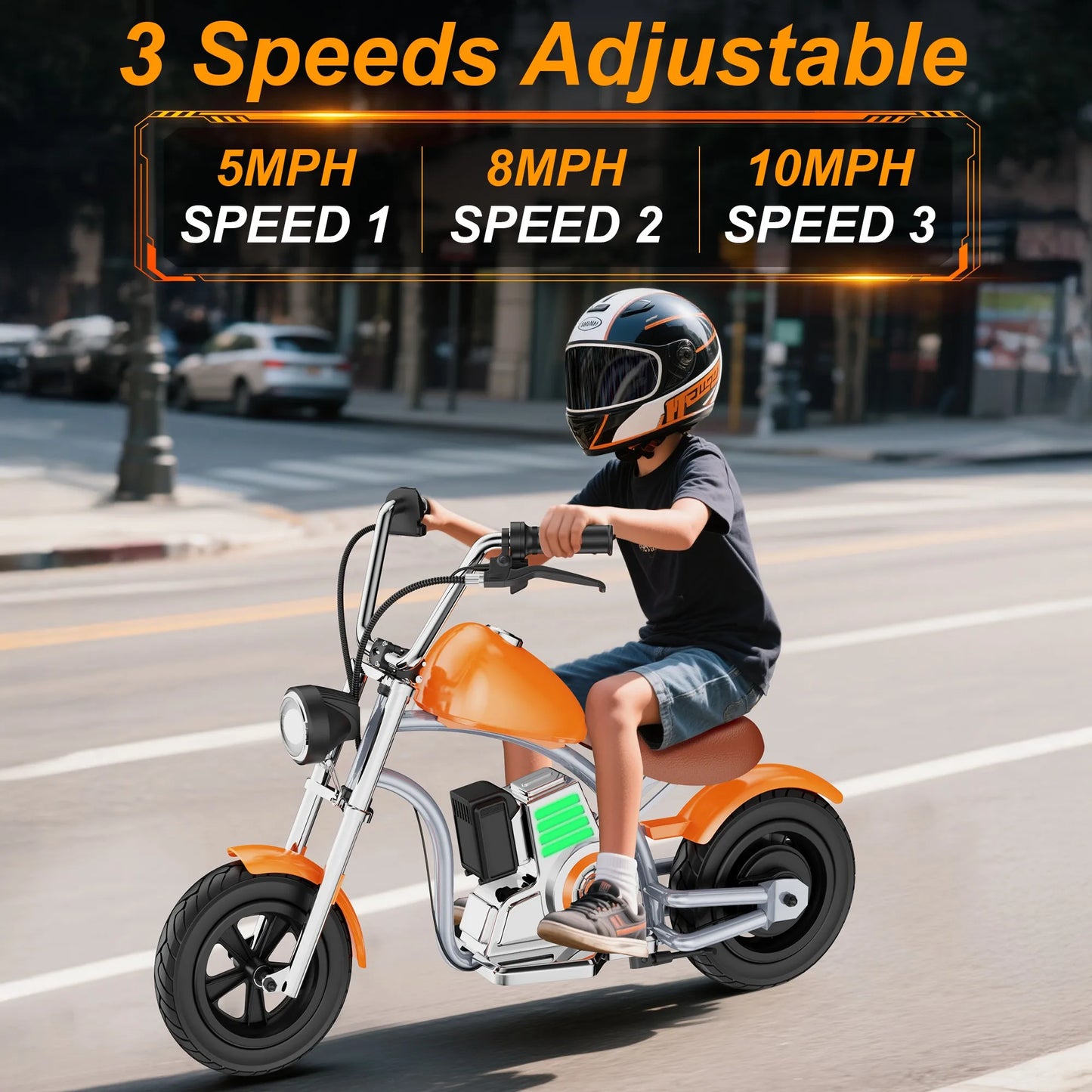 Electric Motorcycle for Kids, 18V 5.2AH Electric Dirt Bike, 160W Motor 10MPH Fast Speed Retro Motocross 6-8miles Max Range with LED Lights for Gift