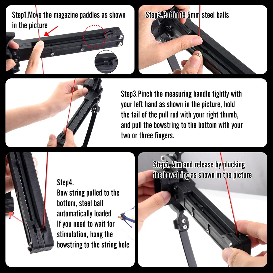 Folding Bow And Steel Ball Combo For Archery Practice
