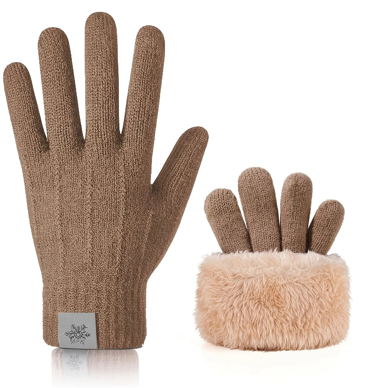 Winter Warm Gloves Men's and Women's Touchscreen Double Layer Velvet Thickened Windproof and Cold Proof Cycling Knitted Gloves