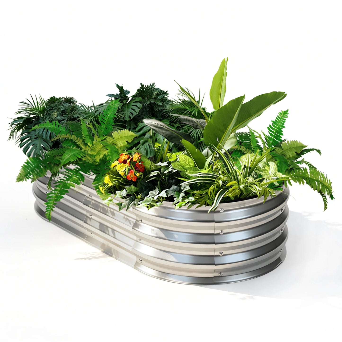 JHK Outdoor Planter Box 4x2x1ft Raised Metal Garden Bed with Open Bottom Design for Vegetables Flowers for Backyard Patio
