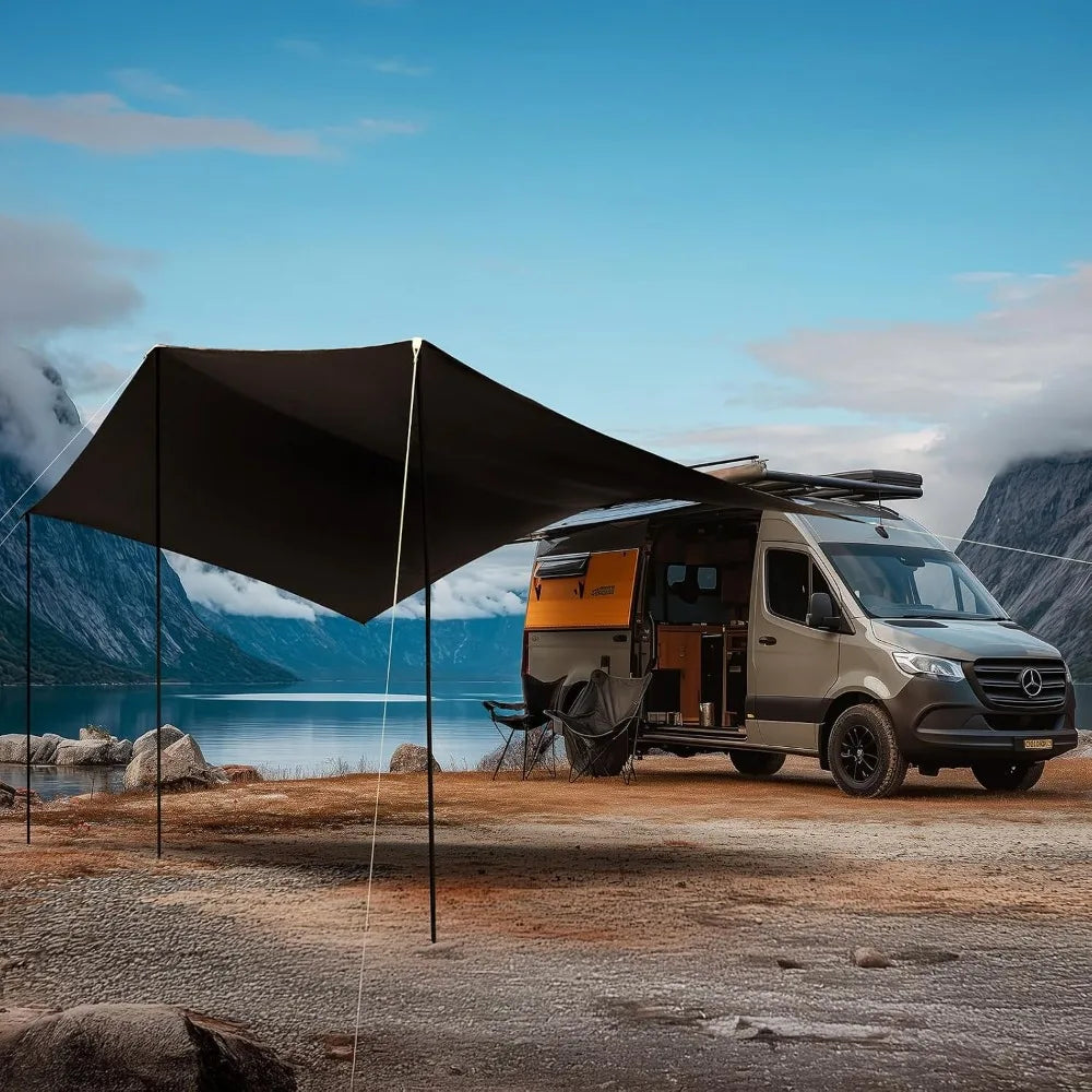 19x9.8ft Retractable Car Awning 186ft² Roof Rack Sun Shade UPF50+ Waterproof Shelter for Vehicle/Truck/Jeep/SUV/Van