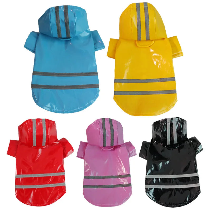 Waterproof PU Dog Raincoat With Reflective Hood For Pets