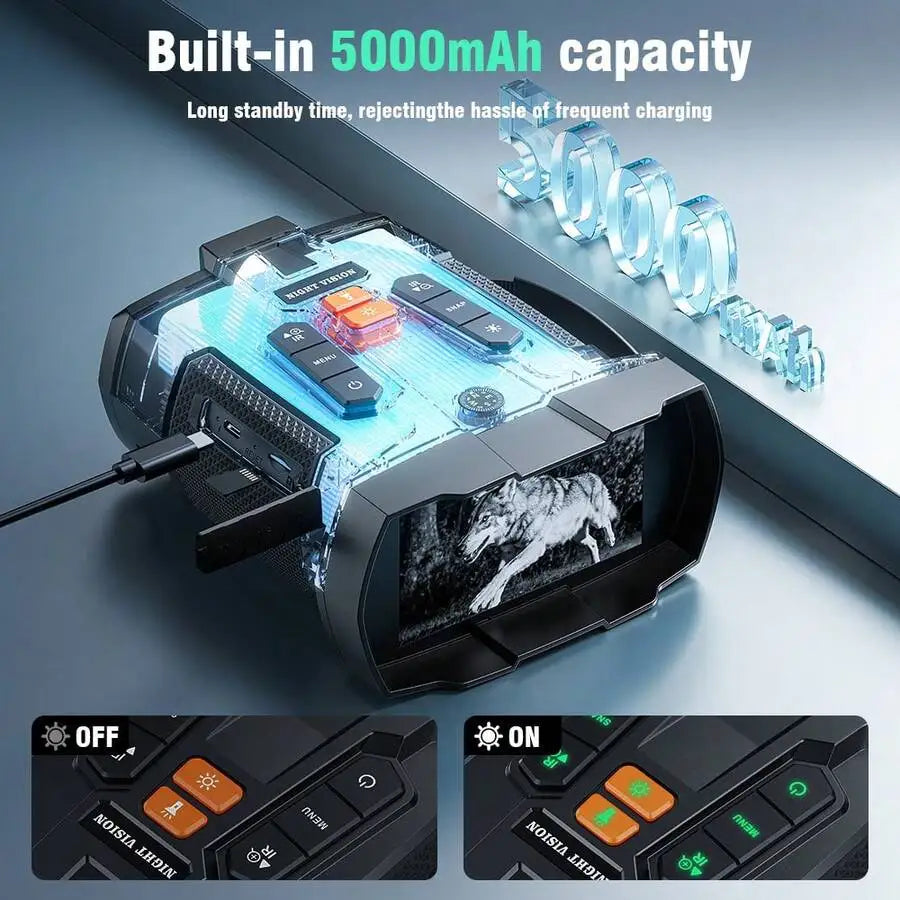 4K Ultra HD Night Vision Binoculars With 5000mAh Rechargeable Battery, 4.5' Large Screen, 10X Digital Zoom, USB Charging, For Ca