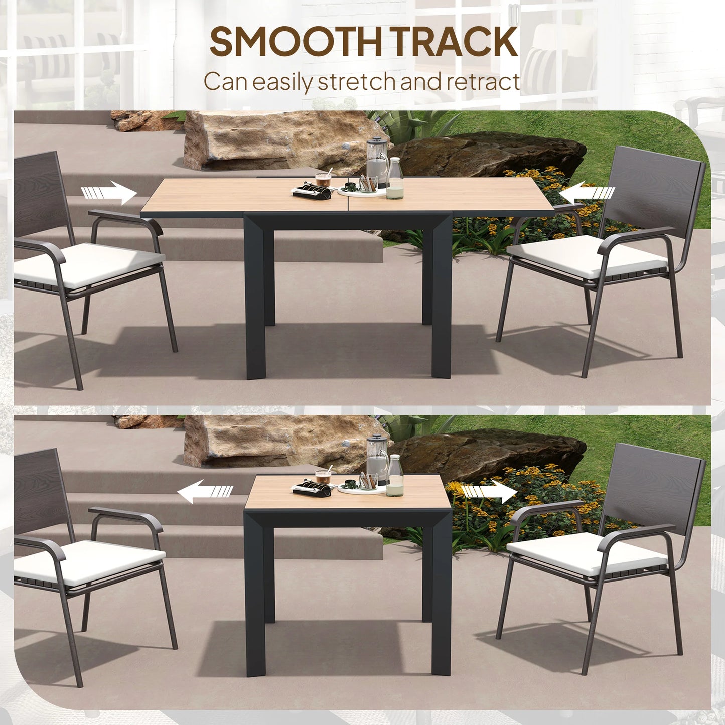 Expandable Aluminum Outdoor Dining Table