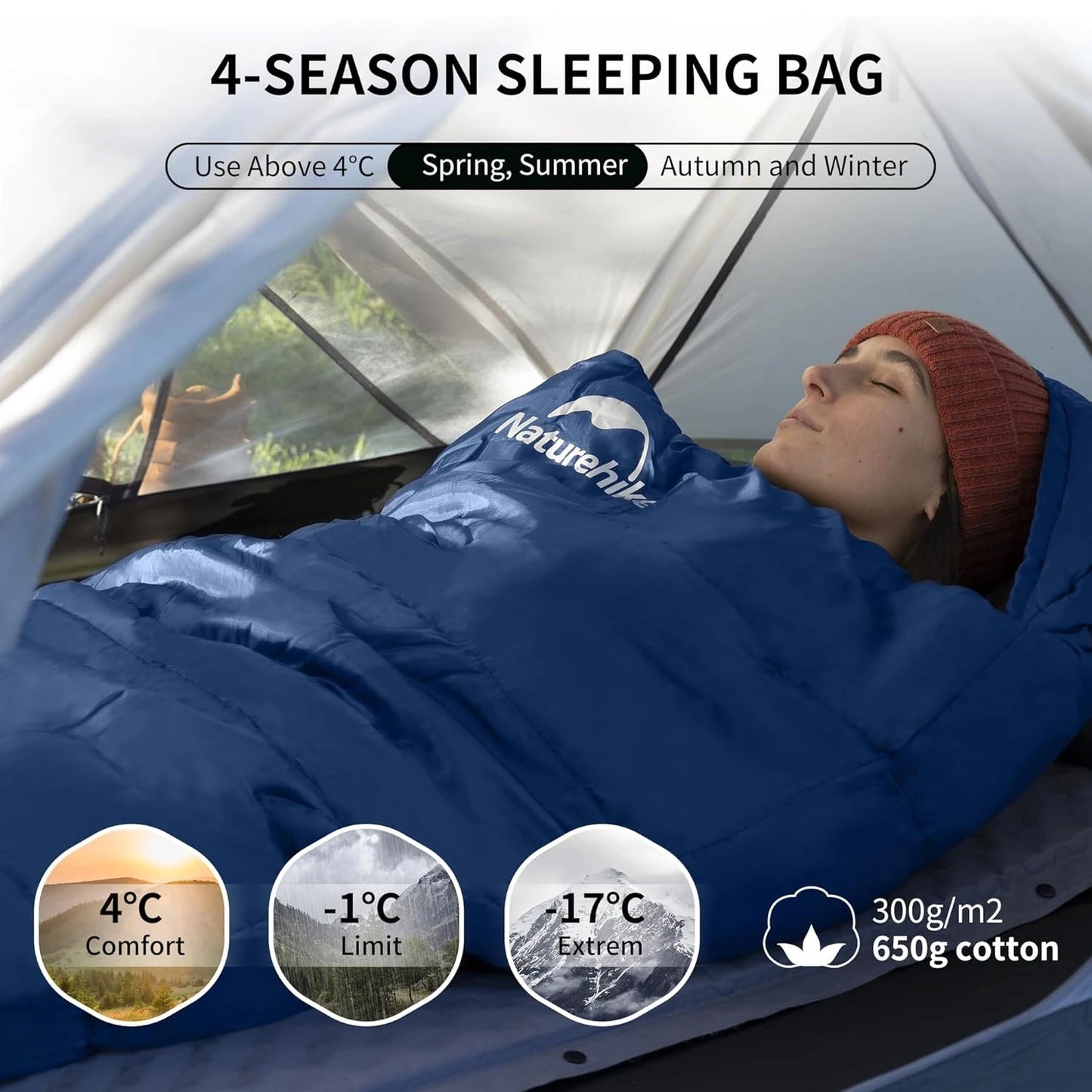 Naturehike Mummy Sleeping Bag MJ300 MJ600 Ultra Winter Warm For Adults