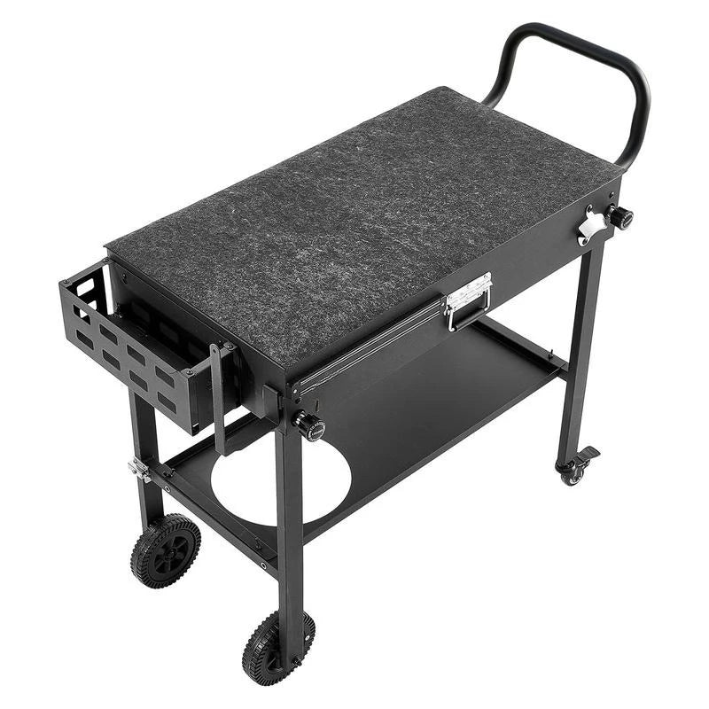 Outdoor Grill Cart, 31.0 X 17.0 Inch Tabletop Size Grilling Table, Foldable Outdoor Cooking Table with Tissue Holder, Wheels, Magnetic Tool Rack, BBQ Prep Tables for Picnic, Kitchen, Courtyard