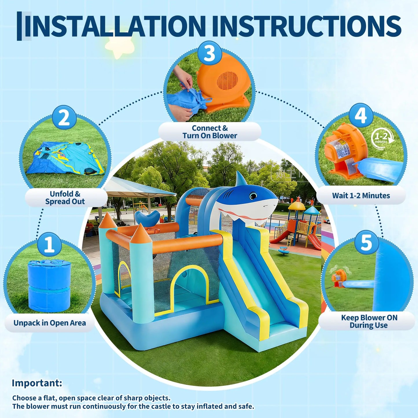 HiMISS Inflatable Bounce House With Slide And Blower