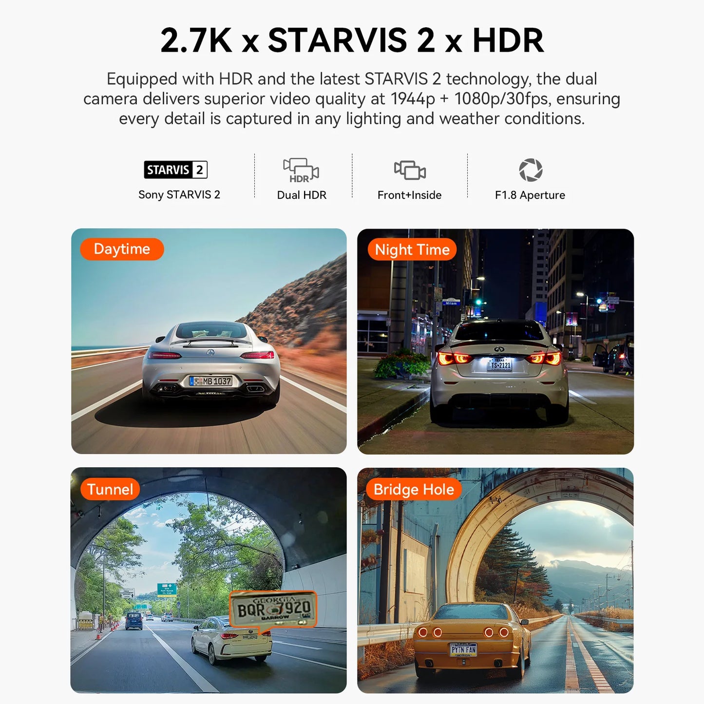 Vantrue N2X 2.7K HDR Dashboard Camera Dual 5G WiFi GPS