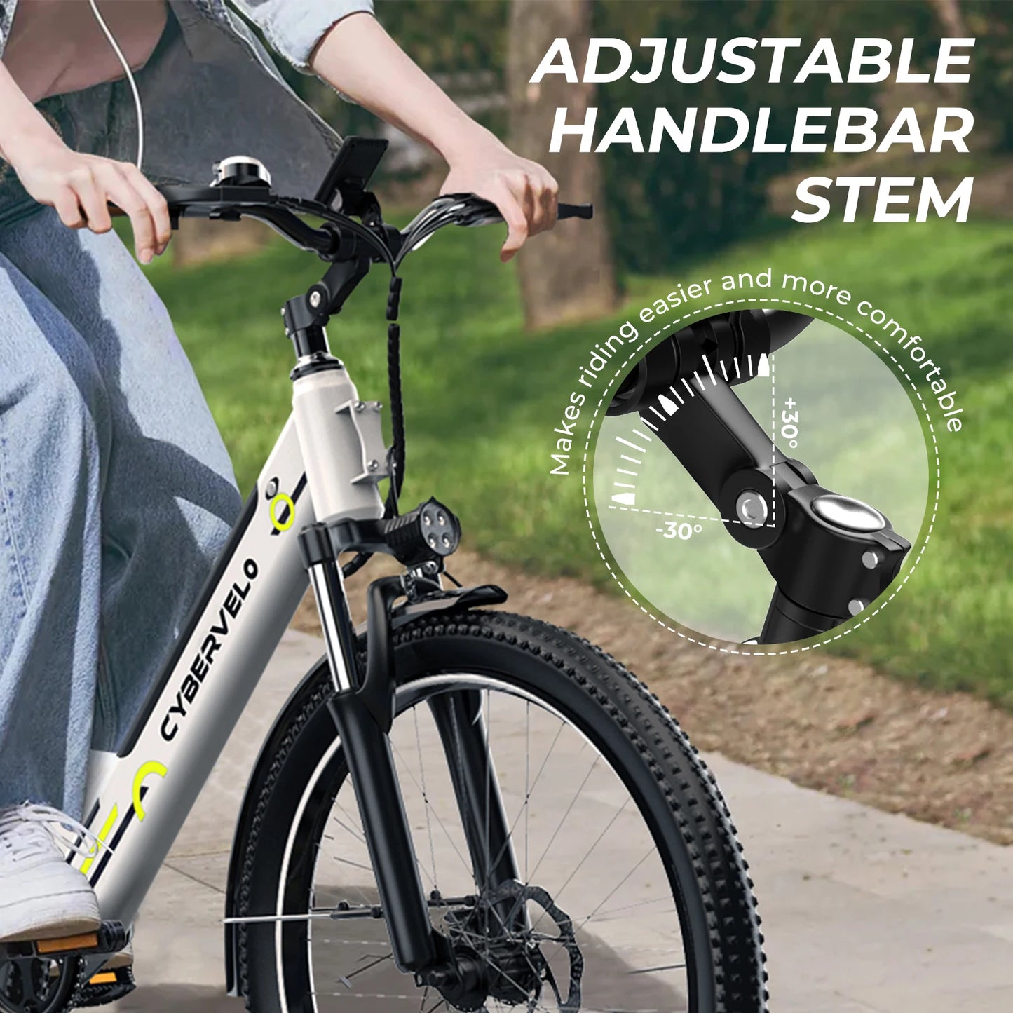 Cybervelo Urban Commute E-Bike, 48V 1000W Peak Motor Detachable Battery 7-Speed shift Electric Bike 26“ Step-Thru adults EK2