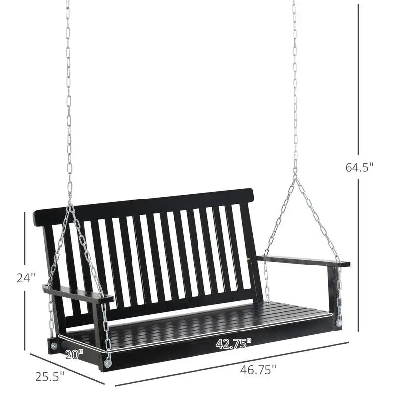 Sturdy Fir Wood Porch Swing With Chains For Garden Use