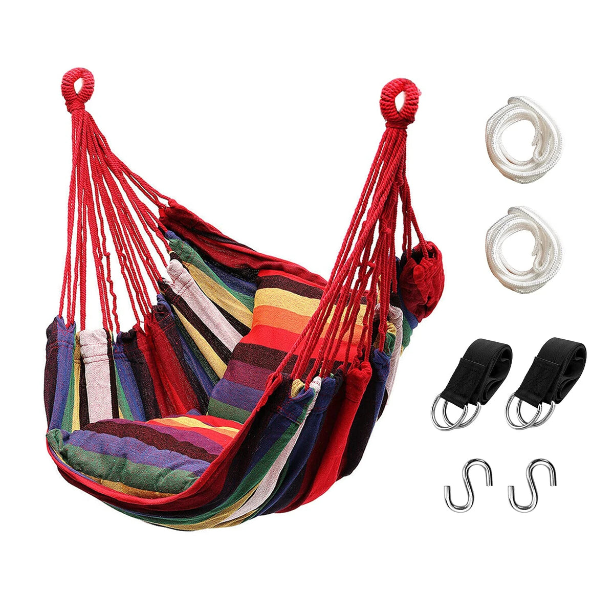 Premium Outdoor Hanging Hammock Chair With Cushions And Rope