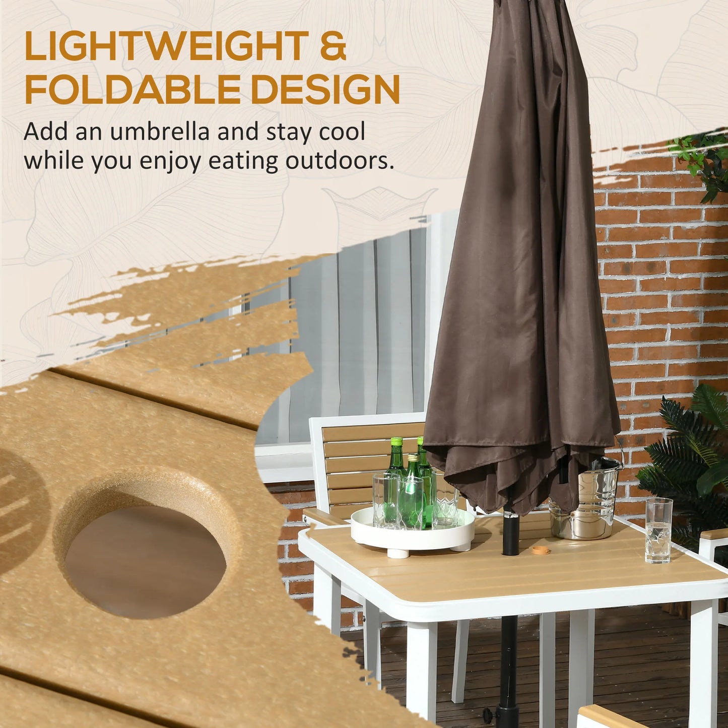 Outdoor Table And Chairs Patio Dining Set With Umbrella Hole