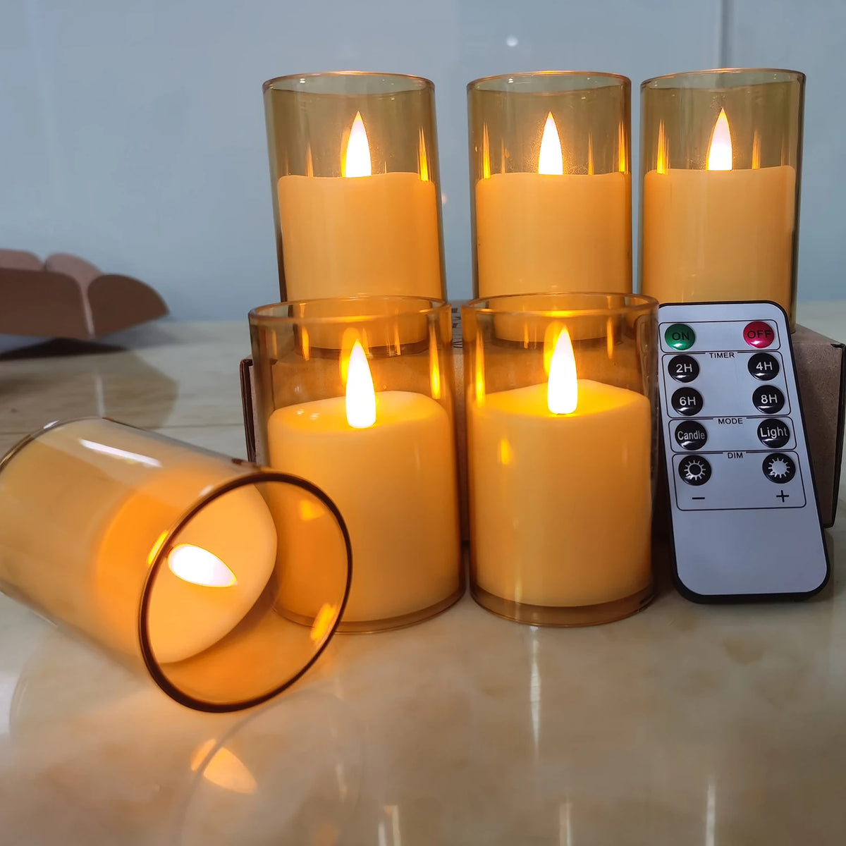 6pcs Flameless Led Electronic Candles Acrylic Glass Christmas Birthday Wedding Atmosphere Decoration Candle Lights
