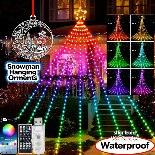 350 LED RGB Christmas Waterfall Star Lights for Outdoors