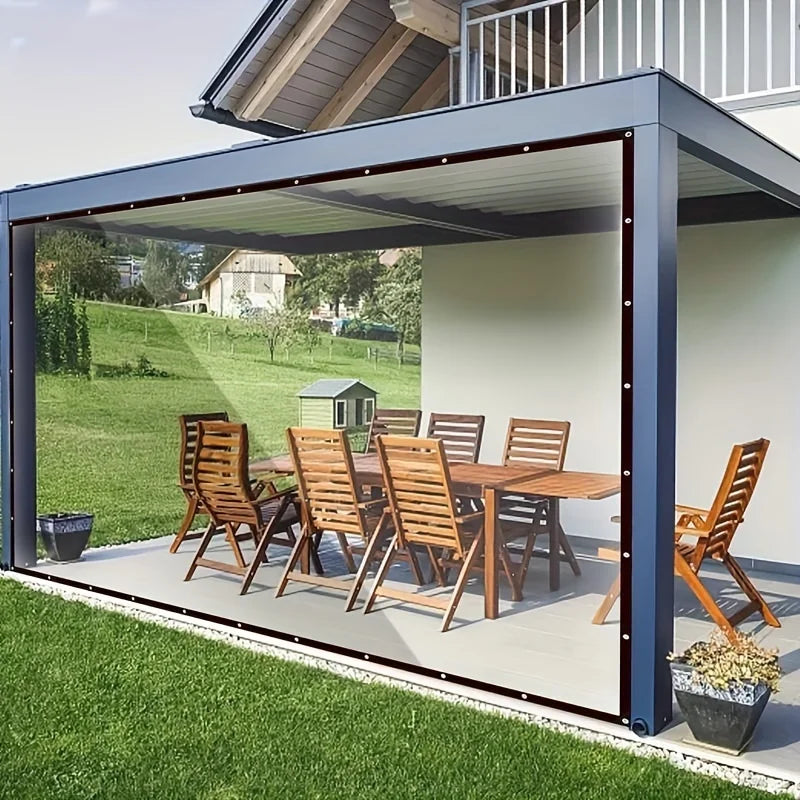 8-Mil Thickened Transparent Waterproof Tarpaulin with Sealing Rings, Rainproof Outer Cover for Courtyard Awnings, Covering Potted Flowers in Outdoor Gardens, Rain Protection Mats for Porches for Camping and Frost Protection f