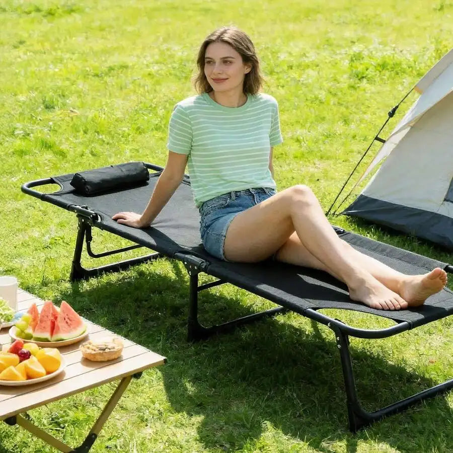 70'X 22' Cot Camping Cot With Thick Pad Cots For Sleeping Camping Bed Folding Cot Comfortable Double Layer Oxford Heavy Duty Wit