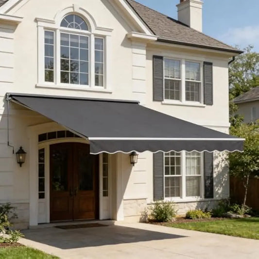 13' x 10' Awning for Patio, Sunsetter Retractable Awning Waterproof Cover Outdoor Patio Canopy, Sun Shade with Manual Crank Hand