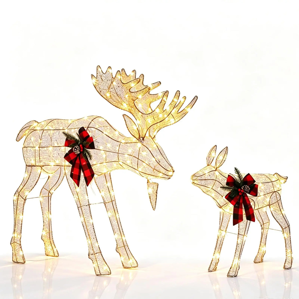 2 Piece Reindeer Family Outdoor Yard Decoration With LED Lights