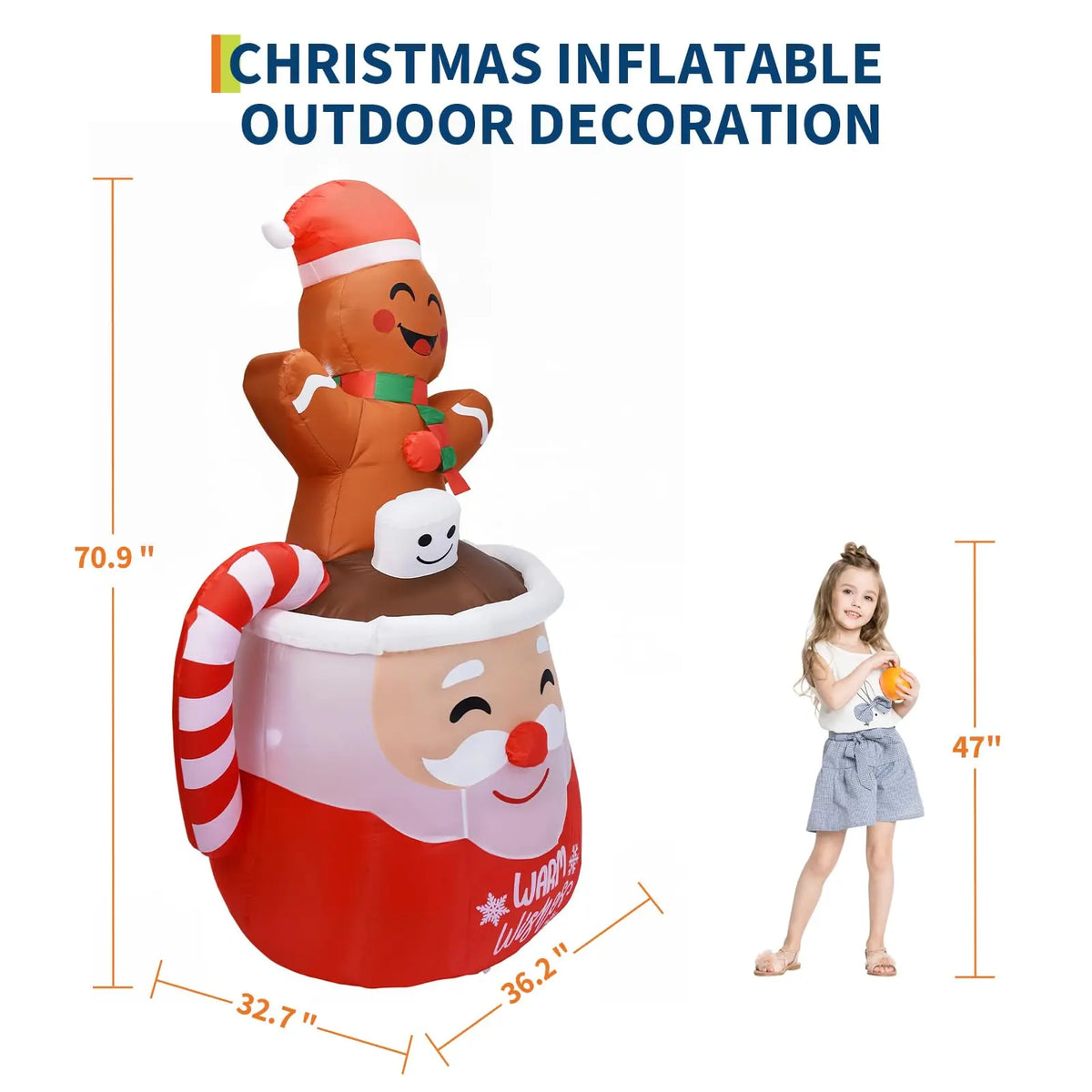 HiMISS Christmas Gingerbread Man Inflatable With LED Lights