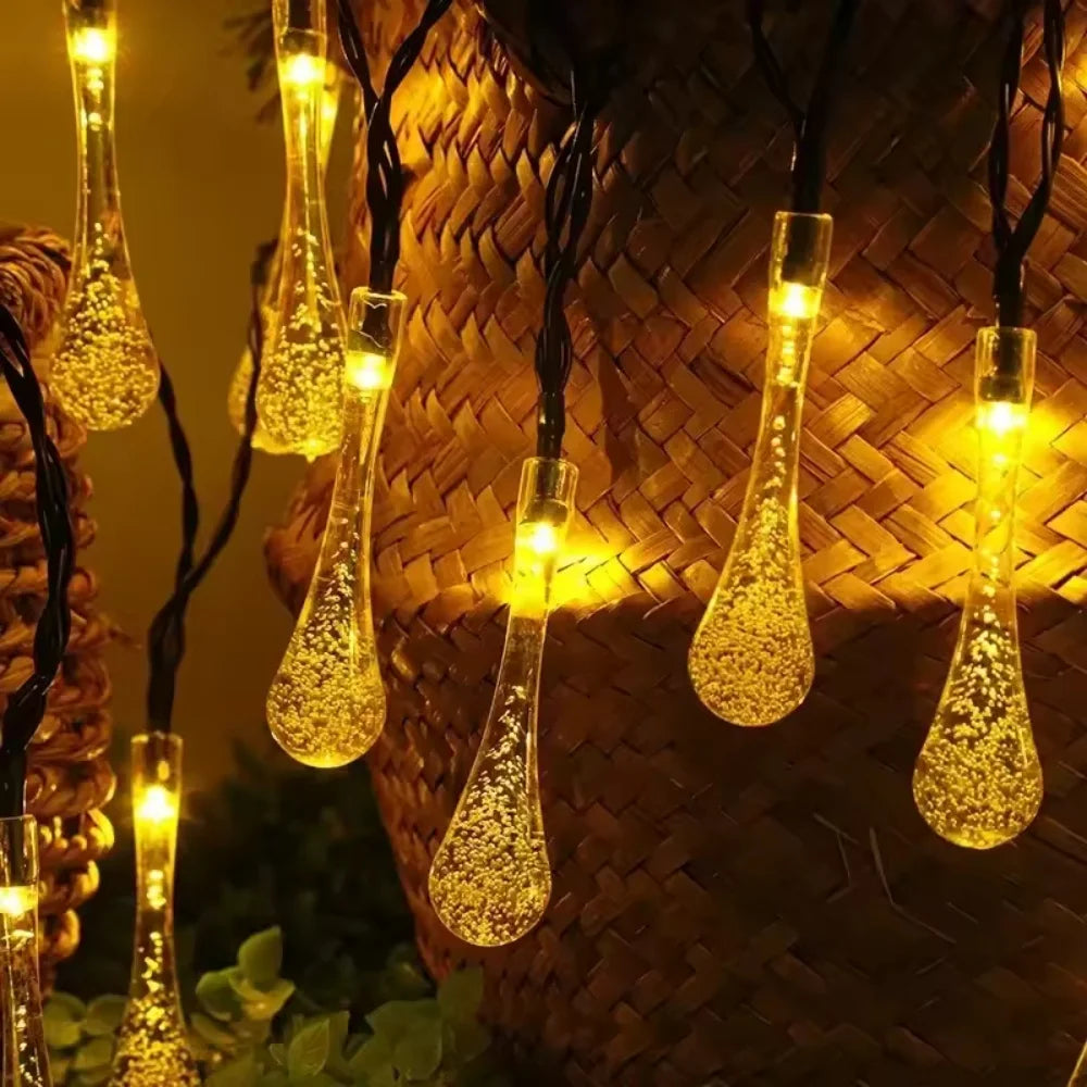 10M Water Droplets Solar String Lights LED Waterproof Outdoor Decoration Garland Fariy Lights Christmas Wedding Party Garden