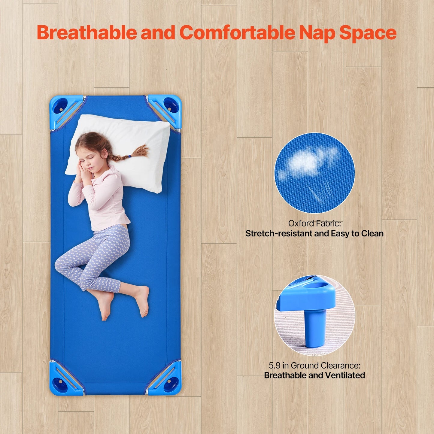 SucceBuy Stackable Kiddie Cot Pack of 4/6 Portable Toddler Nap Cots for Kids Preschool Classroom Daycare Beds for Sleeping Resting