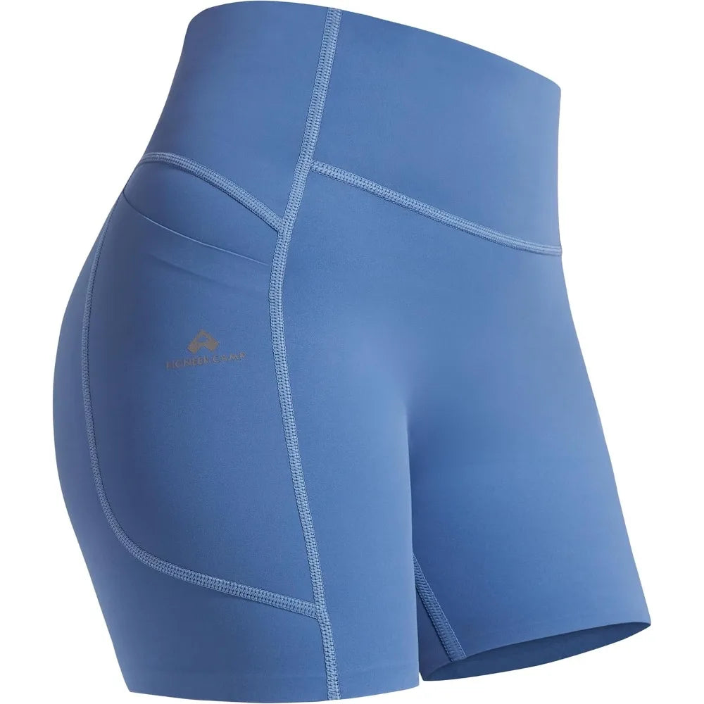 Pioneer Camp Seamless Womens Biker Shorts With Pocket Tummy Control