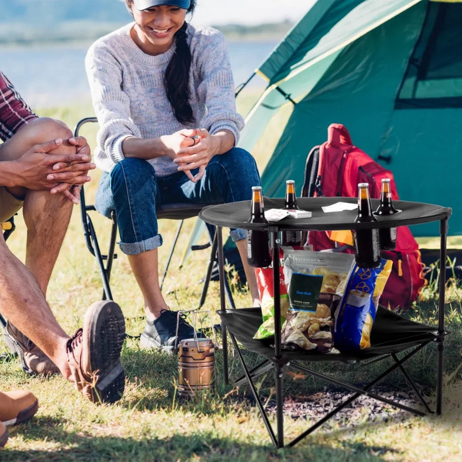 Lightweight Camping Table With 4 Cupholders And Carry Bag