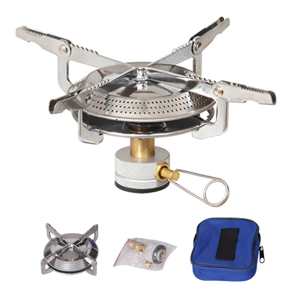 Portable Windproof Camping Gas Stove Foldable Backpack Electronic Stove Head for Outdoor Cooking Picnic Hiking Mountaineering