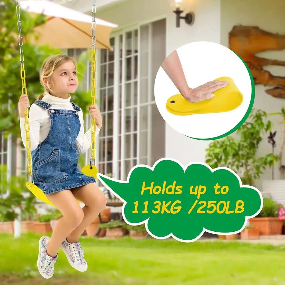 Plastic Swing Set with 66 Rust-Resistant Chains, Holds up to 250 lbs, Ideal for Outdoor Play Areas