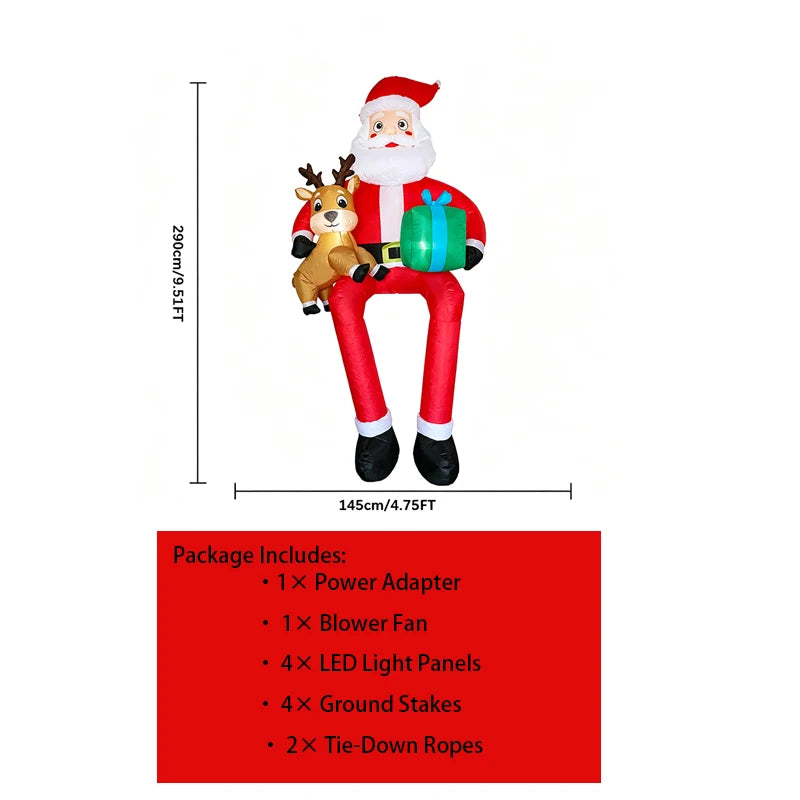 Inflatable Santa Claus Christmas Yard Decoration With LED Lights