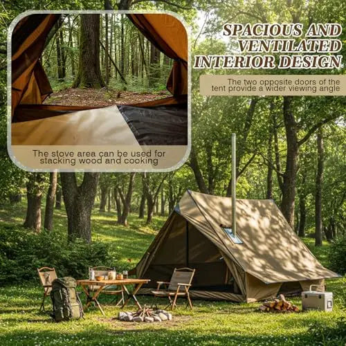 Hot Tent With Stove Jack For 2-3 Person Camping Waterproof Lightweight Bushcraft Tent For Hiking Backpacking Outdoor Fishing