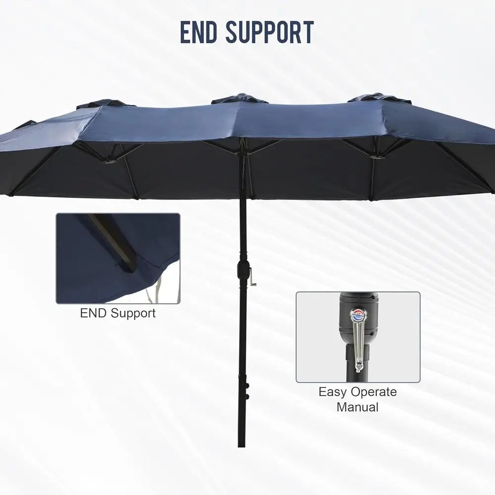Double-Sided Crank Patio Umbrella with UV Protection for Outdoor, Garden, Pool, and Beach Use (Base Not Included)