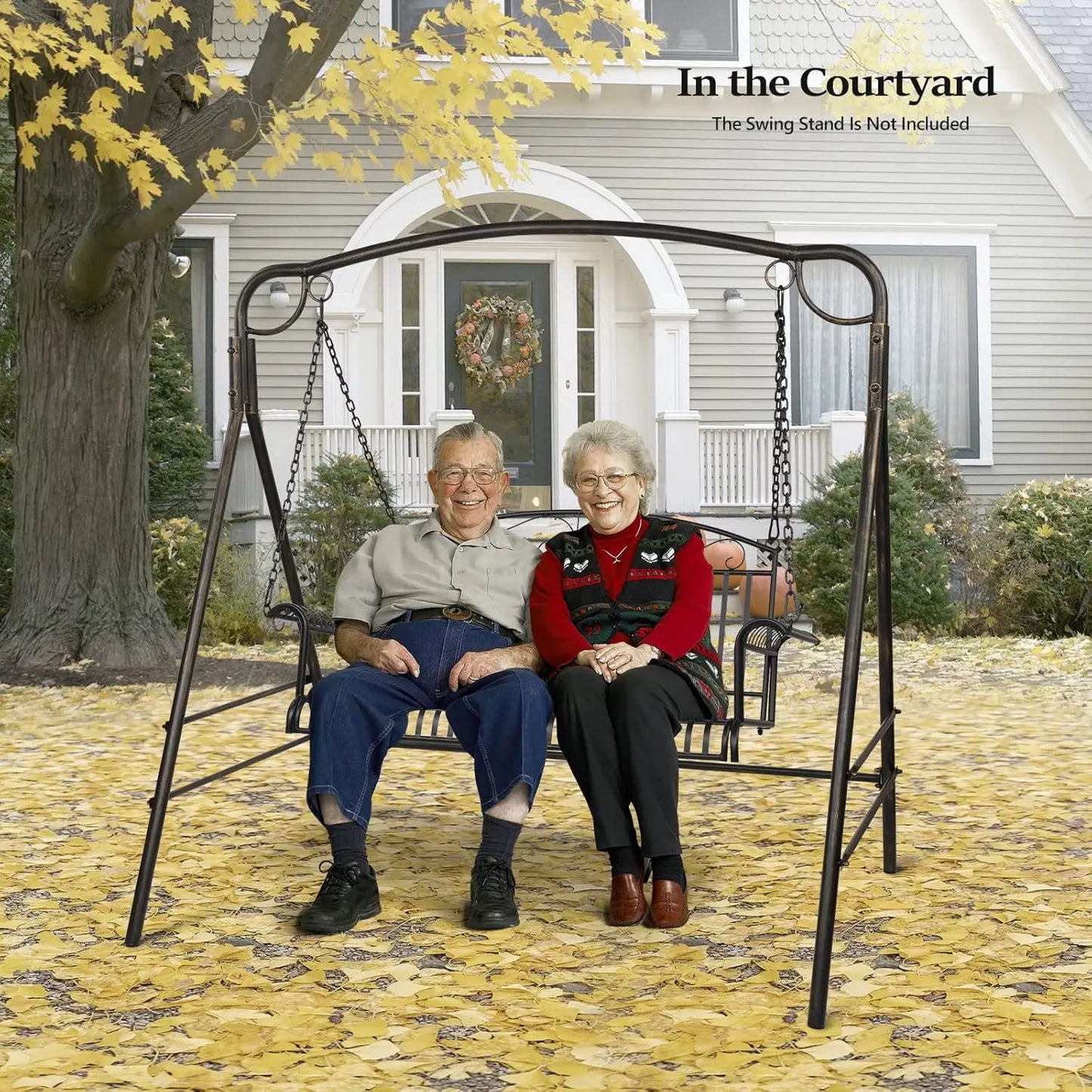 Outdoor Gardens, Yards - Metal Porch Swing, Pattern 6, 660 LBS Weight Capacity, Heavy Duty