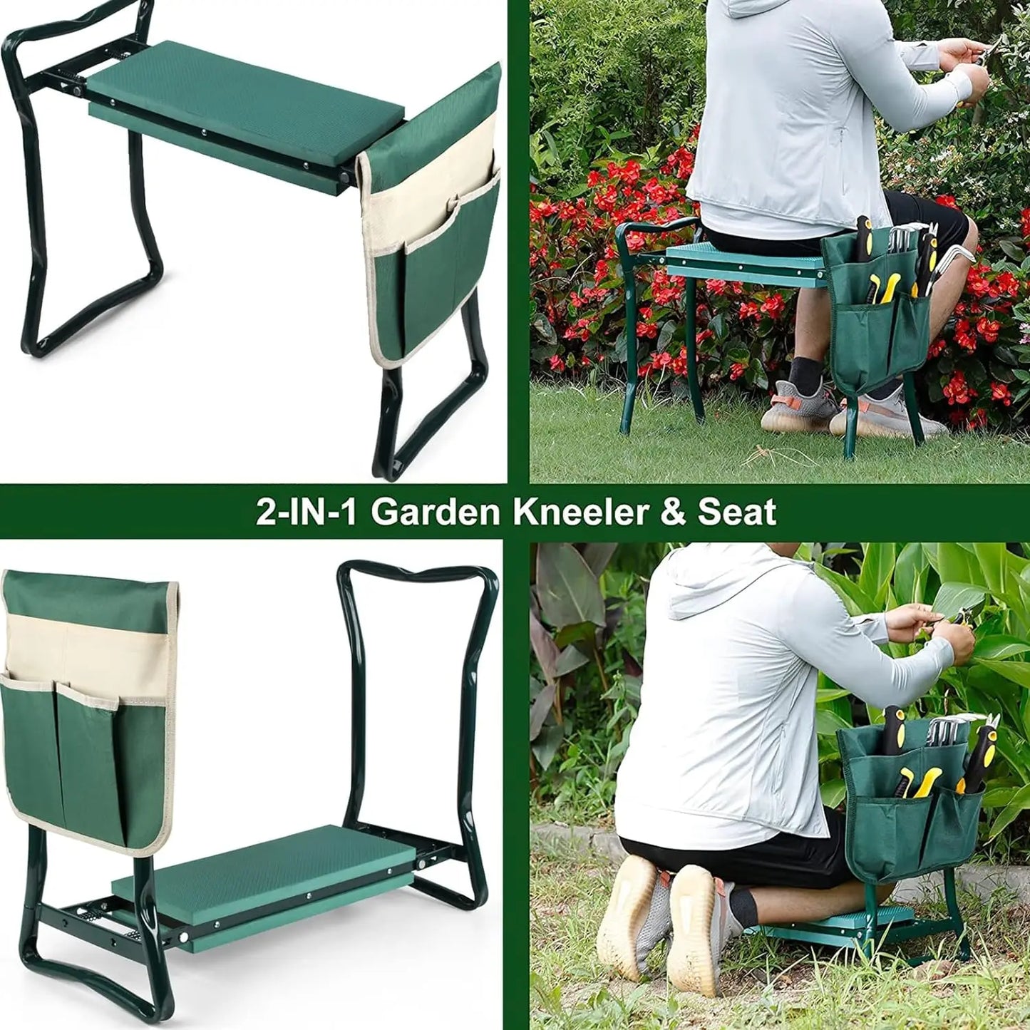 Garden Kneeler and Seat Folding Bench Portable With Foam EVA
