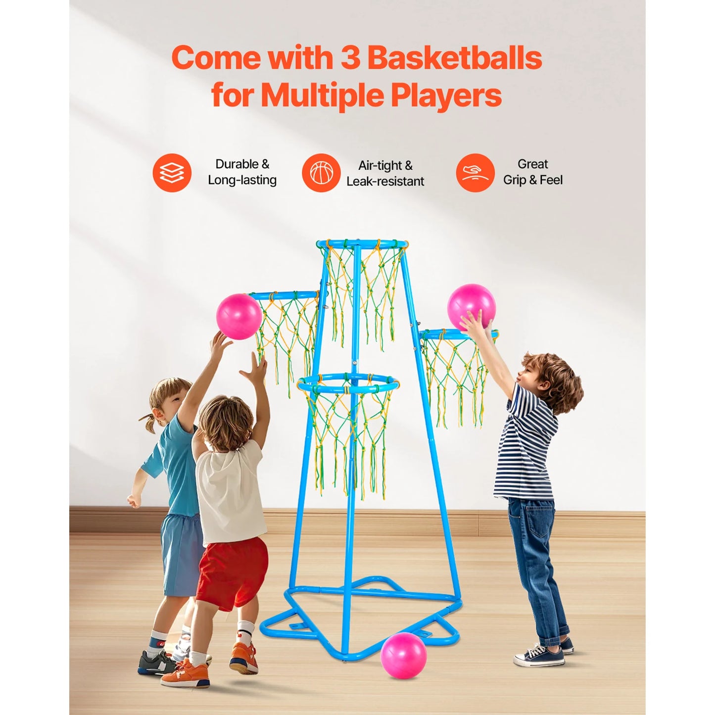 SucceBuy 4 Hoop Kids Basketball Hoop Stand Adjustable