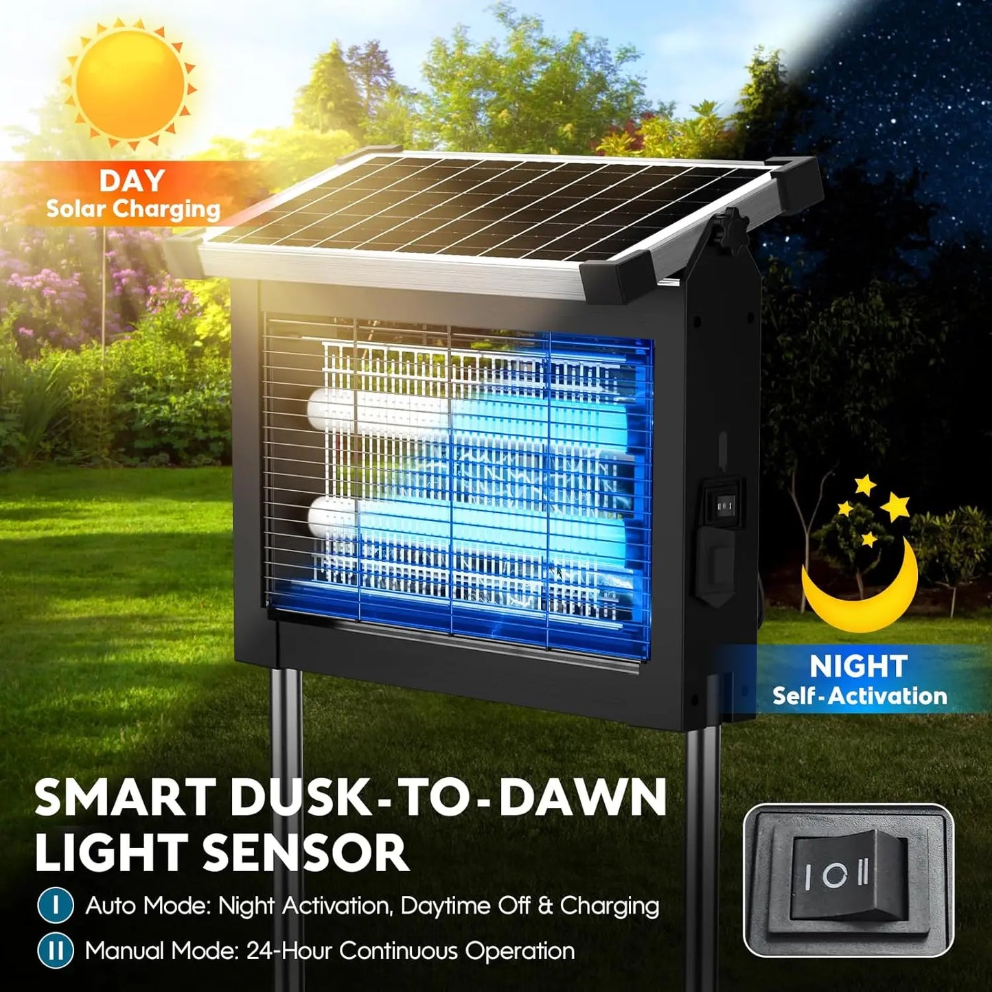 Solar Bug Zapper Outdoor 4500V Mosquito Killer for Garden Patio