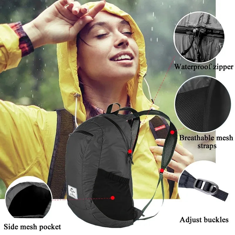 Naturehike Ultra Lightweight 18L Camping Backpack Portable Waterproof Nylon Bags Man Outdoor Hiking Sports Travel Backpack