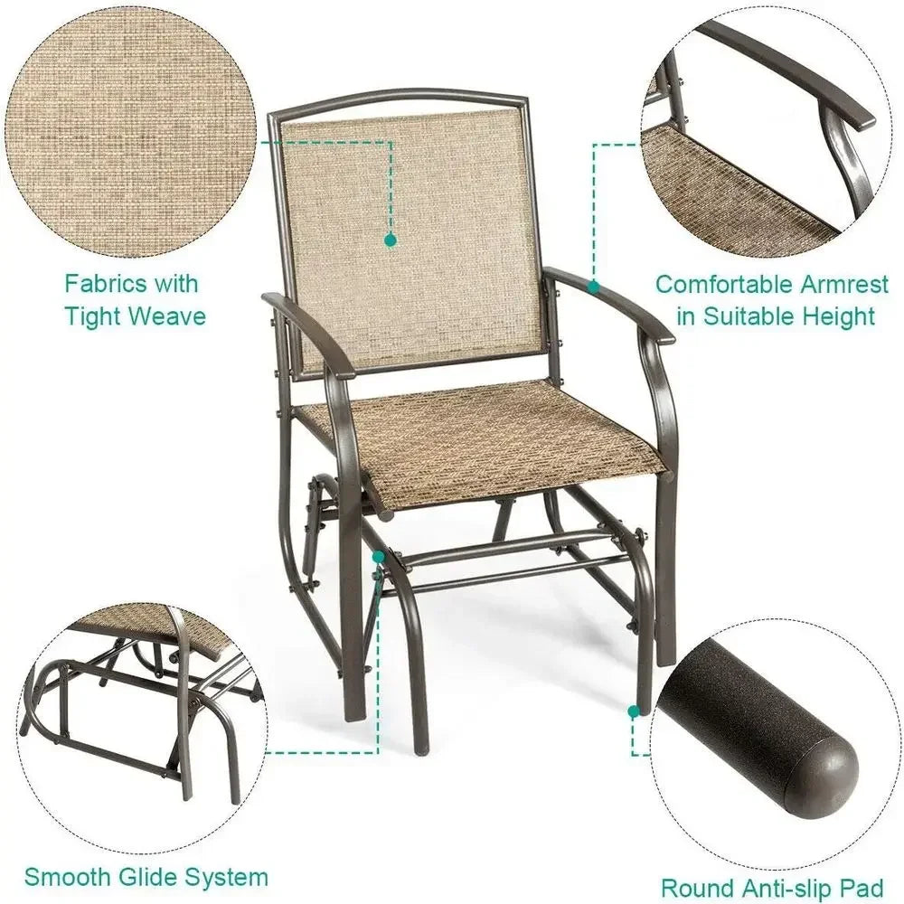 Outdoor Steel Patio Swing Set With Glider And Rocking Chair