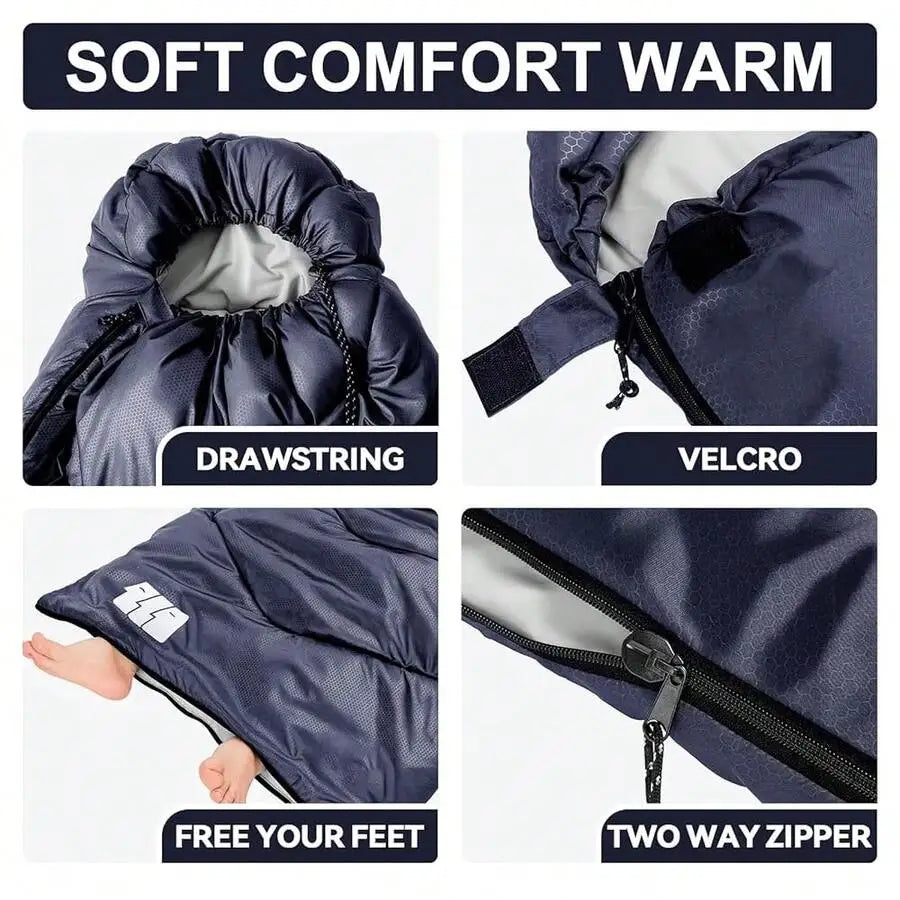 Sleeping Bags For Adults Warm Weather, Waterproof, Lightweight BackpacFKing Camping 3 Seasons 3lb Sleeping Bag With Compression